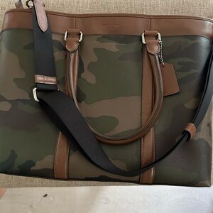 Coach Leather Camo and Brown Laptop Bag